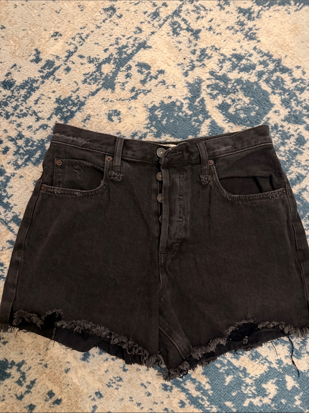 We The Free Black High-Rise Button-Front Jean Shorts